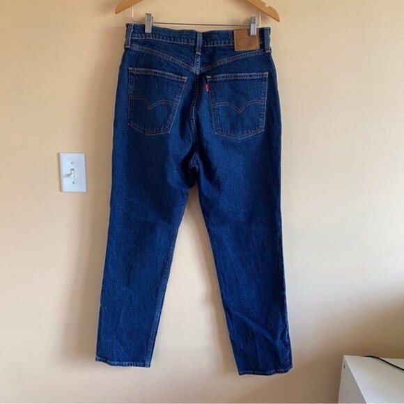 Levis Premium 70'S High Rise Slim Straight Jeans Woman 31 Dark Wash Classic - Picture 3 of 16